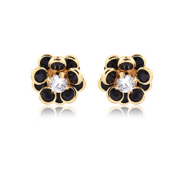 18K Gold Layered Oro Laminado Clear Cubic Zirconia Center with Assorted Rhinestone Earrings Flower Design Push Back Earrings Wholesale 21.0333/2/6/17/30